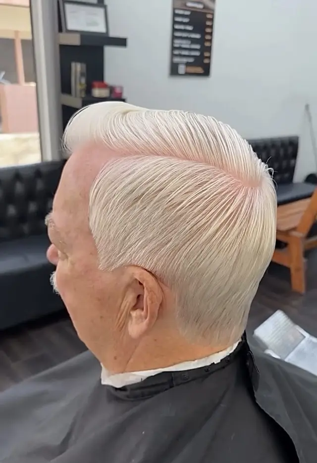 Classic side part scissor cut by Mike Prosch, Palm Springs barber