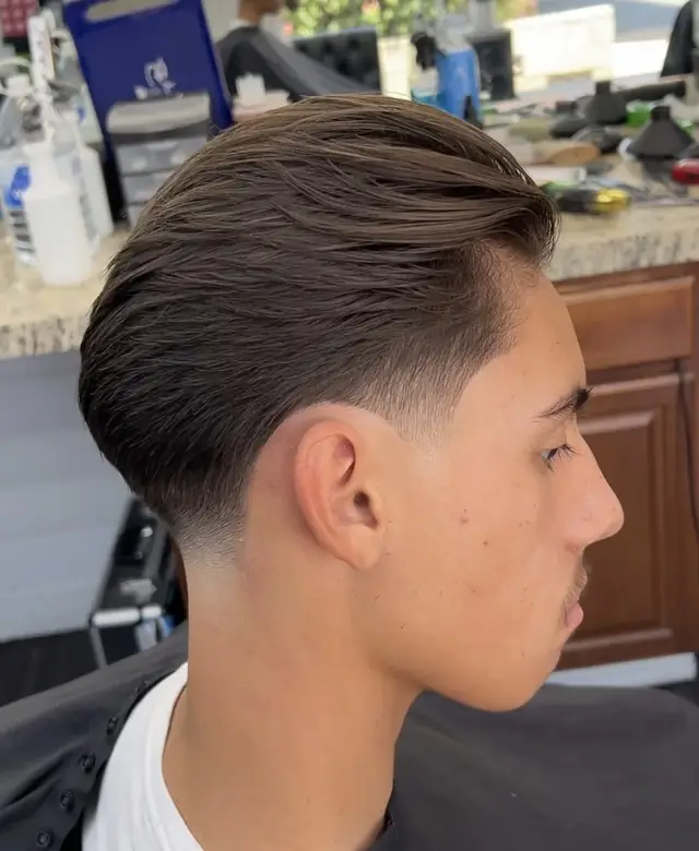 Textured flow haircut with taper by Mike Prosch, Palm Springs barber